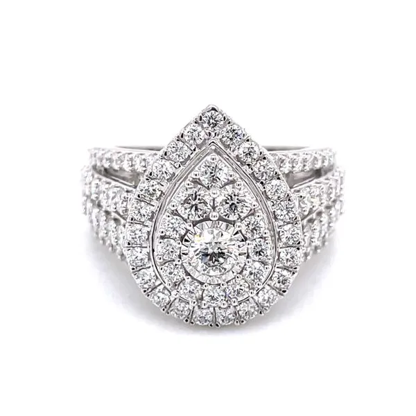 Wide Band Double Halo Pear Shape-2ctw Image 3 Bryan Jewelry Prattville, AL