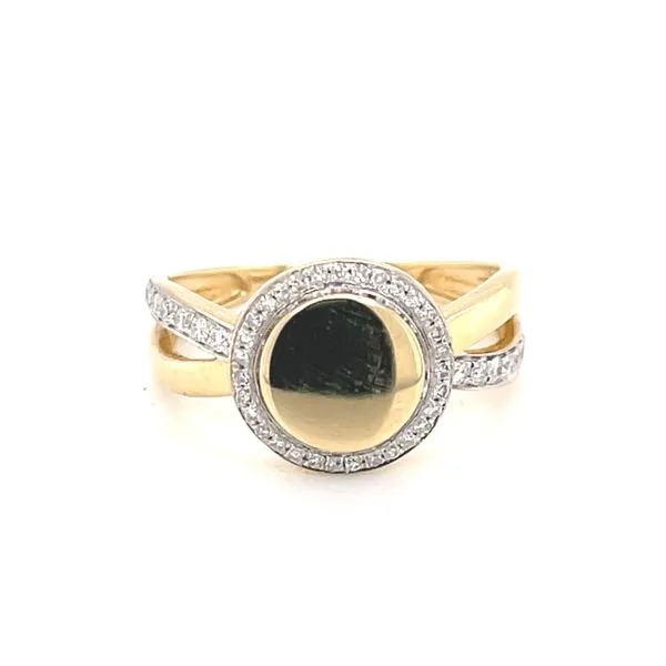 Round Shaped Signet with Diamond Halo in 14ky Image 4 Bryan Jewelry Prattville, AL