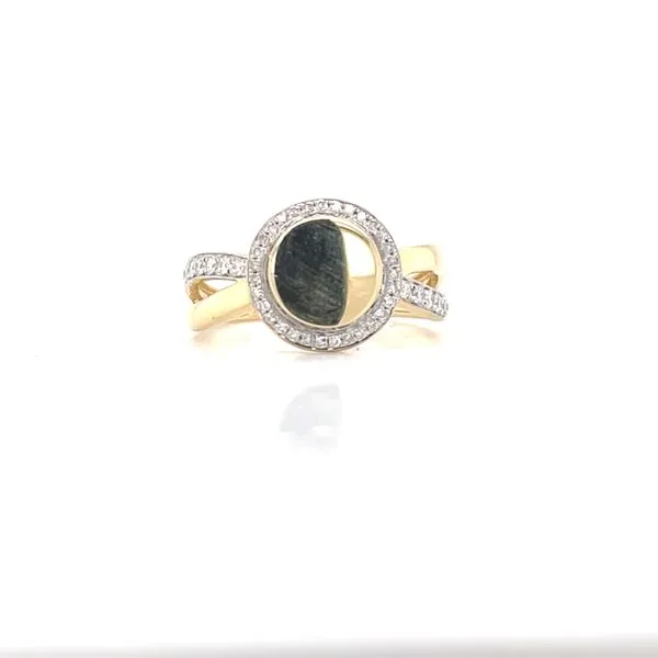 Round Shaped Signet with Diamond Halo in 14ky Image 2 Bryan Jewelry Prattville, AL