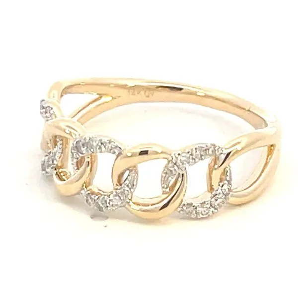 Cuban link style ring with diamonds in 14ky Image 2 Bryan Jewelry Prattville, AL