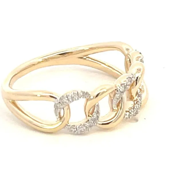 Cuban link style ring with diamonds in 14ky Image 3 Bryan Jewelry Prattville, AL
