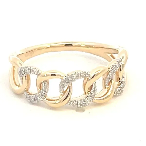 Cuban link style ring with diamonds in 14ky Image 4 Bryan Jewelry Prattville, AL