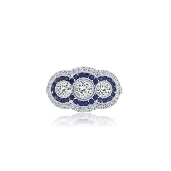 Blue & White Beauty- Three Stone Styling in 14k white gold Image 2 Bryan Jewelry Prattville, AL