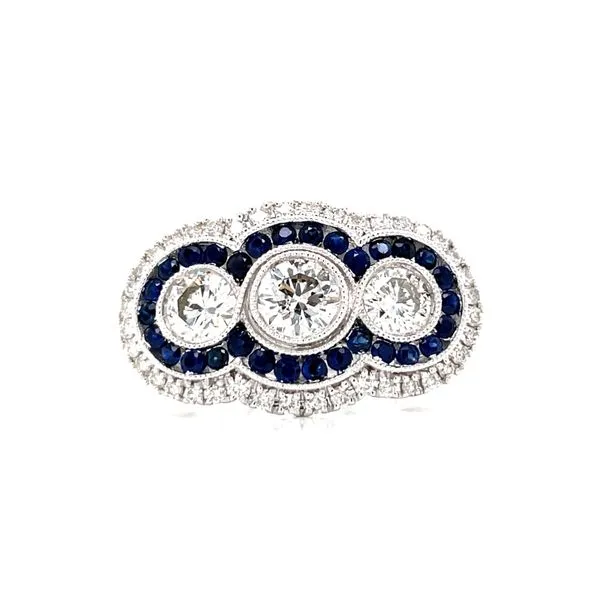 Blue & White Beauty- Three Stone Styling in 14k white gold Bryan Jewelry Prattville, AL