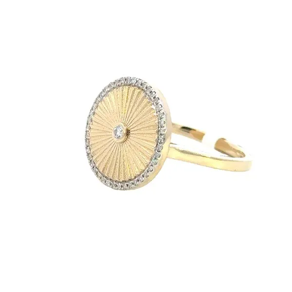 Pleated Disc Ring with Diamonds in 14ky Image 2 Bryan Jewelry Prattville, AL