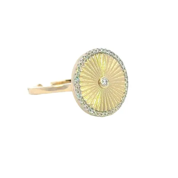 Pleated Disc Ring with Diamonds in 14ky Image 3 Bryan Jewelry Prattville, AL