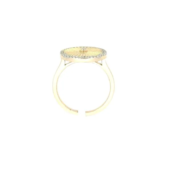 Pleated Disc Ring with Diamonds in 14ky Image 4 Bryan Jewelry Prattville, AL