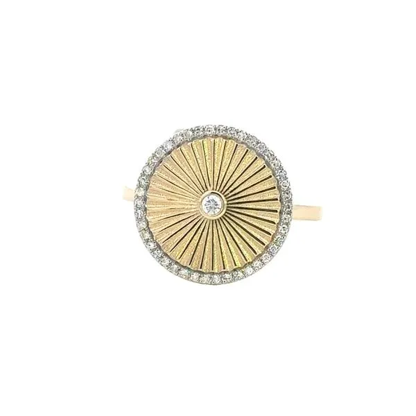 Pleated Disc Ring with Diamonds in 14ky Bryan Jewelry Prattville, AL