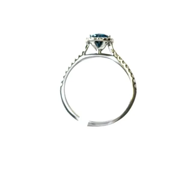 14k White Gold Pear-Shaped Blue Diamond Engagement Ring with White Diamond Halo Image 5 Bryan Jewelry Prattville, AL