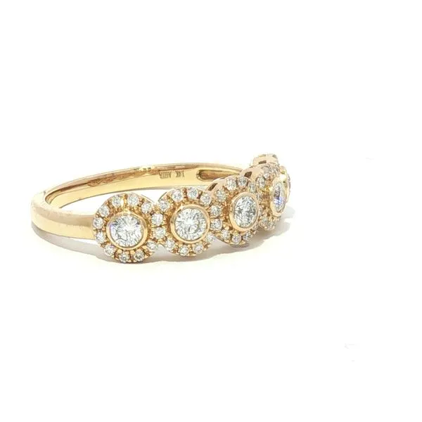 Golden Glow Diamond Band — five Halo Cluster Diamond Band in 14ky Image 2 Bryan Jewelry Prattville, AL