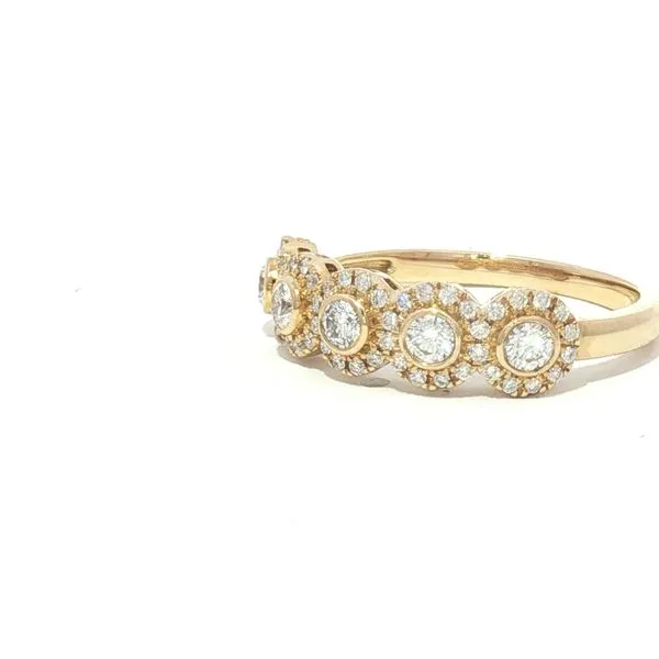 Golden Glow Diamond Band — five Halo Cluster Diamond Band in 14ky Image 3 Bryan Jewelry Prattville, AL