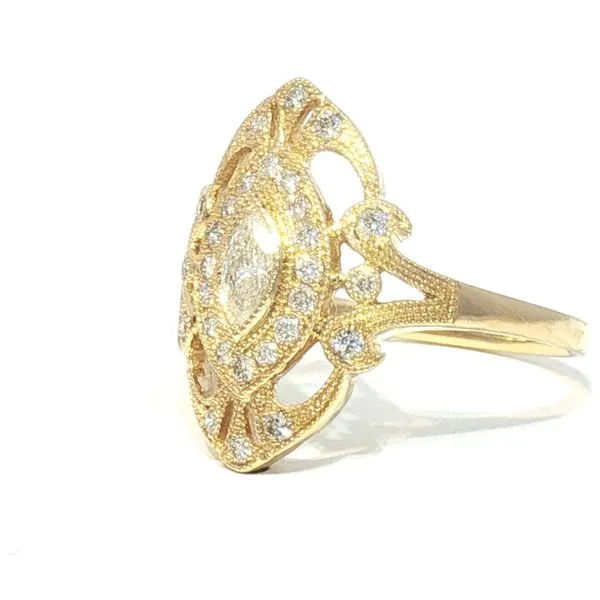 Vintage Style Marquise Diamond Ring in 14k Yellow Gold – .50ctw Image 2 Bryan Jewelry Prattville, AL