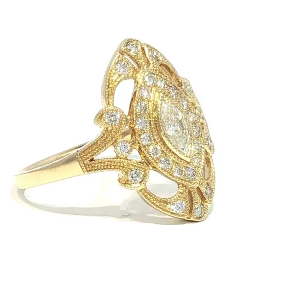 Vintage Style Marquise Diamond Ring in 14k Yellow Gold – .50ctw Image 3 Bryan Jewelry Prattville, AL