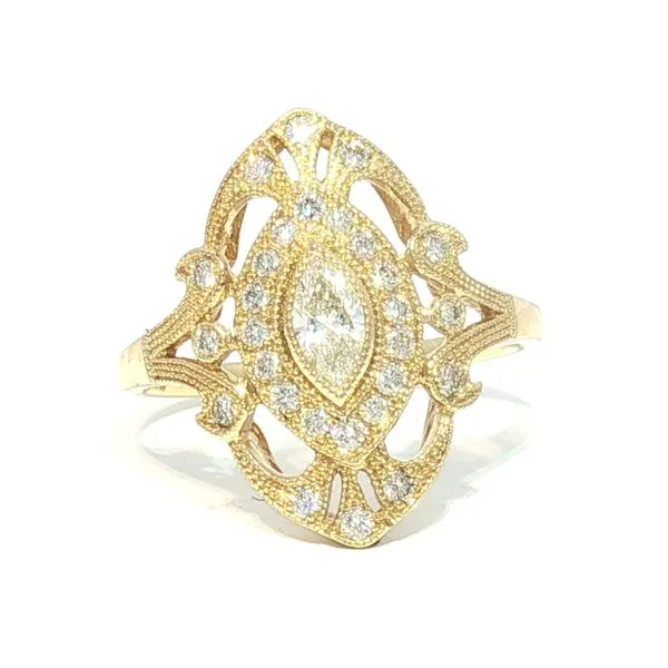 Vintage Style Marquise Diamond Ring in 14k Yellow Gold – .50ctw Bryan Jewelry Prattville, AL