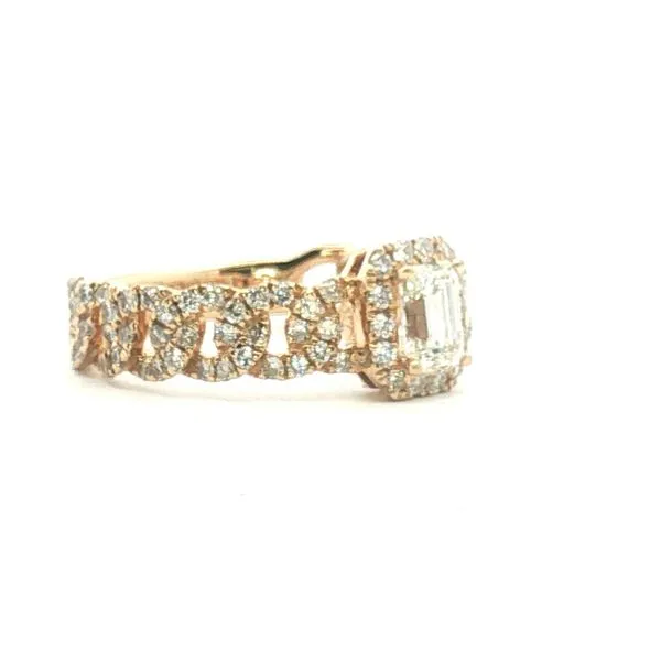Golden Radiance: Diamond Halo & Link Shank Ring Image 3 Bryan Jewelry Prattville, AL