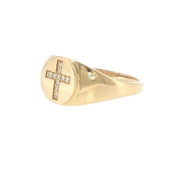 Bold Faith: Diamond Cross Signet Ring Image 3 Bryan Jewelry Prattville, AL