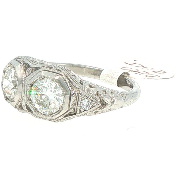Art Deco Two Stone Diamond Filigree Ring Image 3 Bryan Jewelry Prattville, AL
