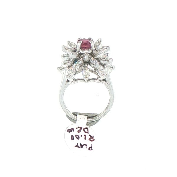 Estate Ruby & Marquise Diamond Halo Ring Image 5 Bryan Jewelry Prattville, AL