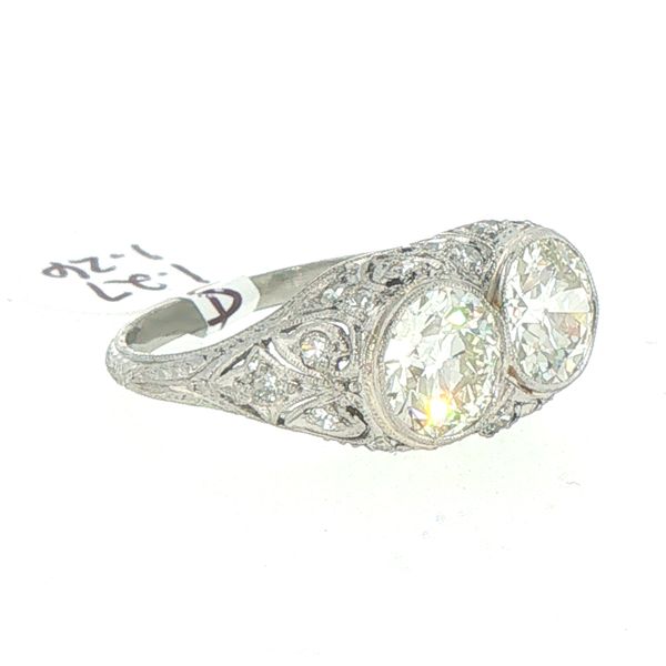 Art Deco Two Stone Diamond Ring Image 2 Bryan Jewelry Prattville, AL