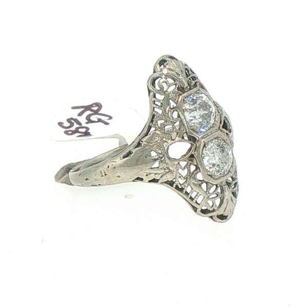 Estate Antique Filigree Two Stone Diamond Ring Image 2 Bryan Jewelry Prattville, AL