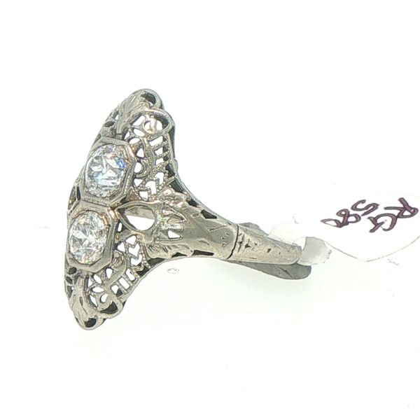Estate Antique Filigree Two Stone Diamond Ring Image 3 Bryan Jewelry Prattville, AL