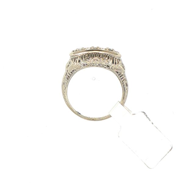 Estate 14K White Gold Three Diamond Antique Filigree Ring Image 5 Bryan Jewelry Prattville, AL