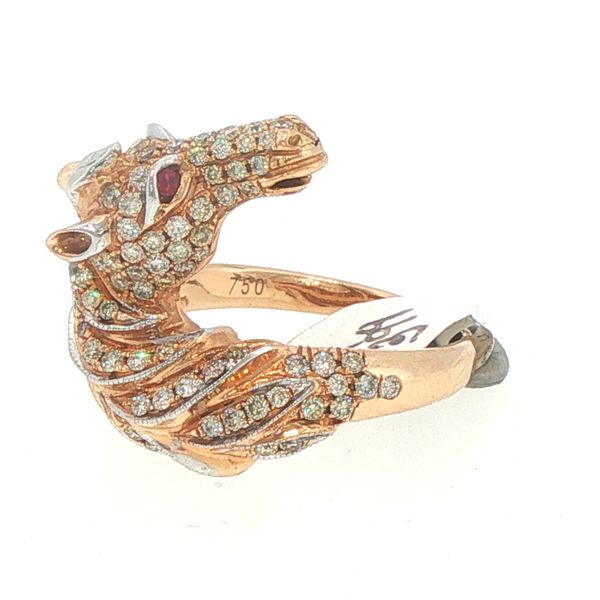 Estate Diamond Horse Head Ring with Ruby Eyes Image 4 Bryan Jewelry Prattville, AL