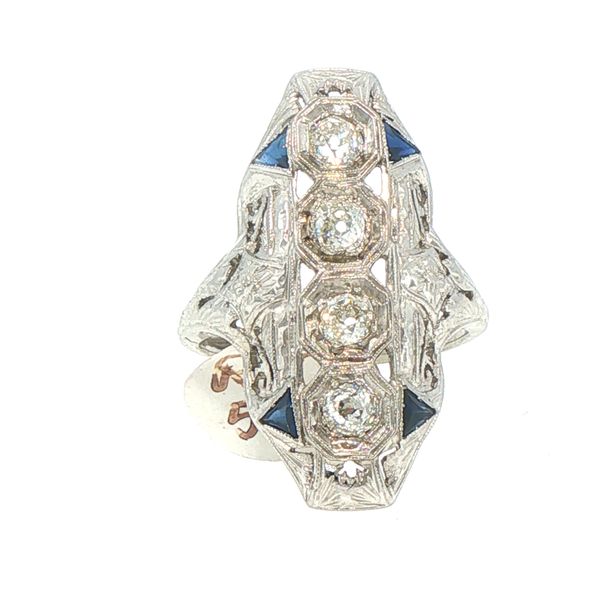 Art Deco Diamond & Sapphire Dinner Ring Bryan Jewelry Prattville, AL