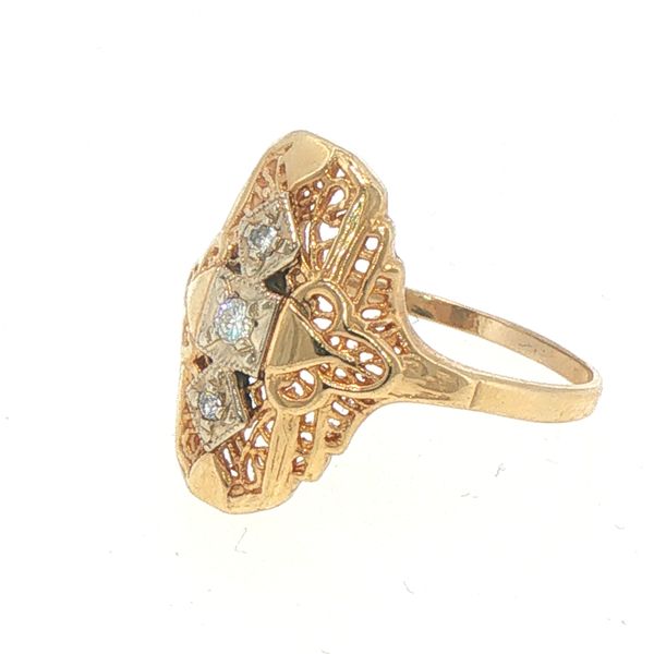 Estate Yellow Gold Diamond Filigree Ring Image 3 Bryan Jewelry Prattville, AL
