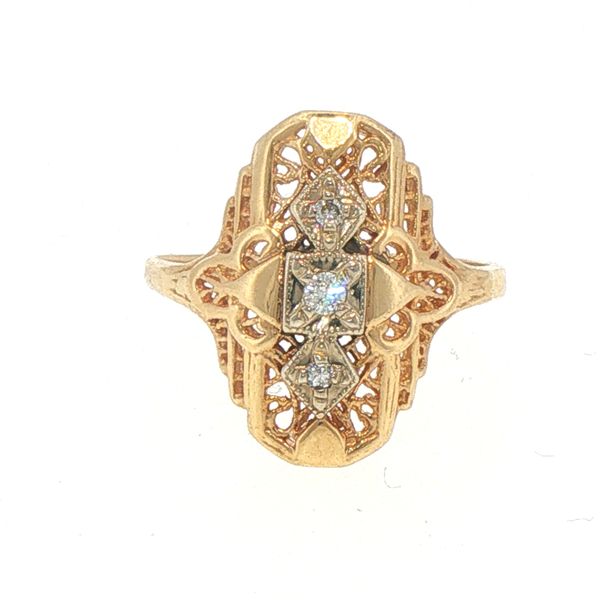 Estate Yellow Gold Diamond Filigree Ring Bryan Jewelry Prattville, AL