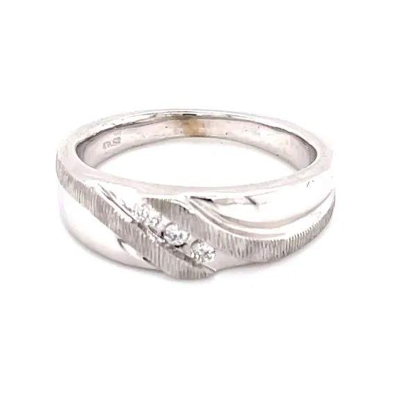 Men's Three Diamond Band in 10kw with .06ctw natural diamonds Image 2 Bryan Jewelry Prattville, AL