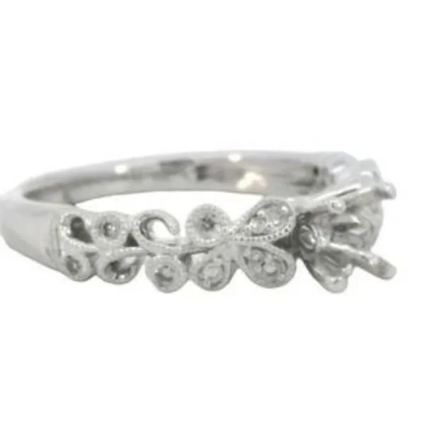 Butterfly Kissed- Diamond Semi-mount in 14kw Image 3 Bryan Jewelry Prattville, AL