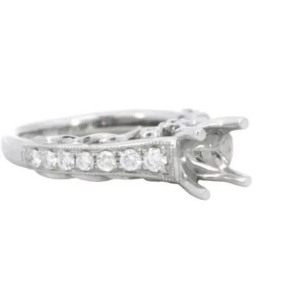 Ladies Round Cut Diamond Semi-mount / 18 Kt W Image 3 Bryan Jewelry Prattville, AL
