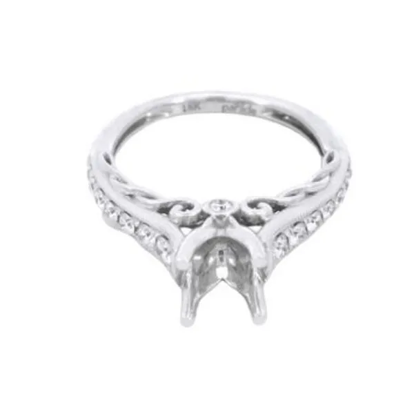 Ladies Round Cut Diamond Semi-mount / 18 Kt W Bryan Jewelry Prattville, AL