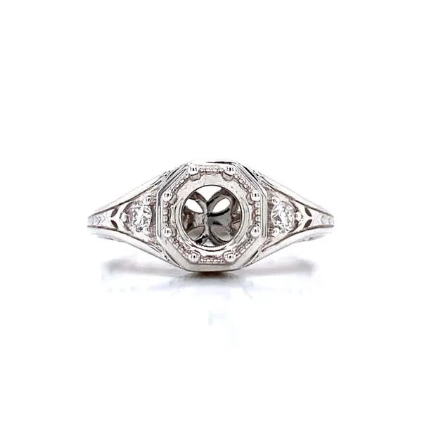 Romance with a Vintage Mood Semi-mount Set in 18k white god Image 2 Bryan Jewelry Prattville, AL