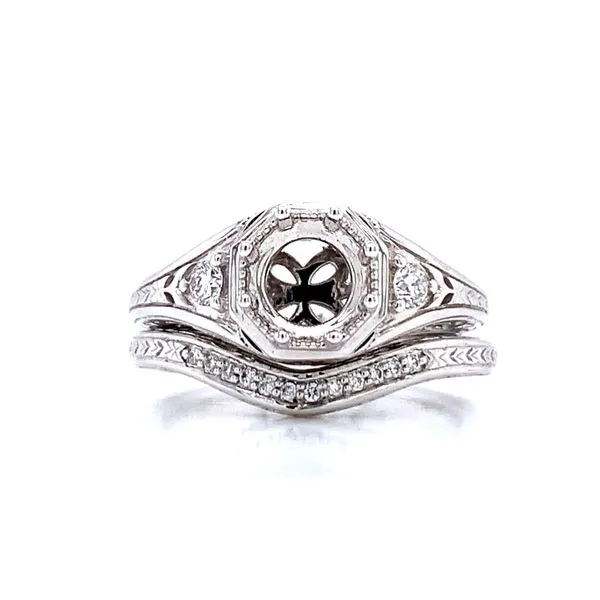 Romance with a Vintage Mood Semi-mount Set in 18k white god Image 4 Bryan Jewelry Prattville, AL