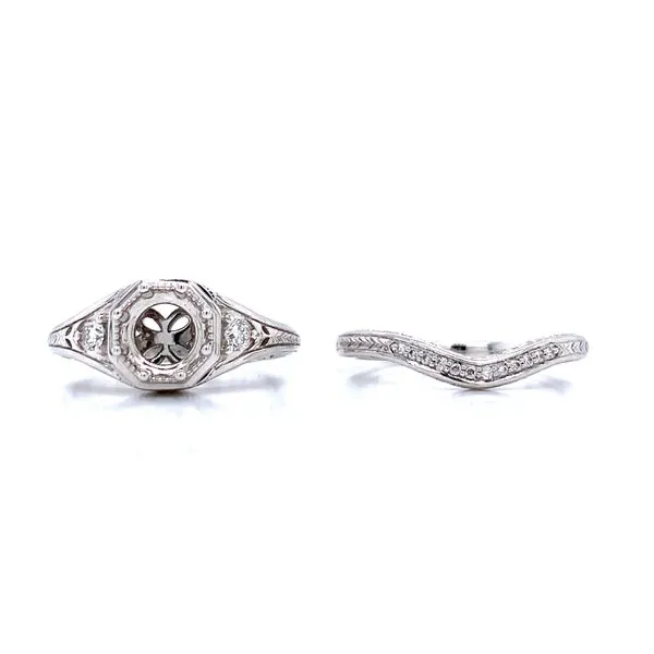 Romance with a Vintage Mood Semi-mount Set in 18k white god Image 5 Bryan Jewelry Prattville, AL