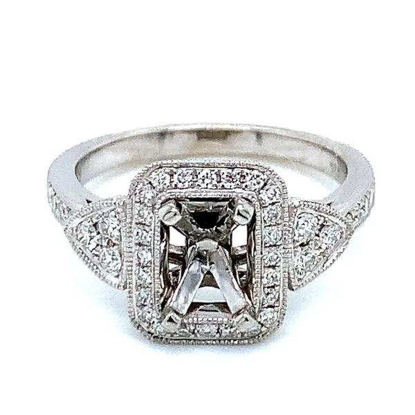 Rectangular Halo Diamond Semi-mount Image 3 Bryan Jewelry Prattville, AL