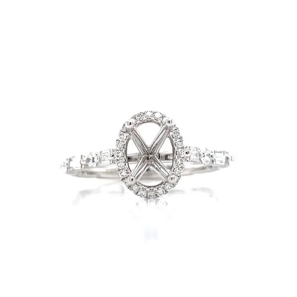 Baguette & Diamond Shank 7x5 Oval Halo Semi-mount-14kw Image 2 Bryan Jewelry Prattville, AL