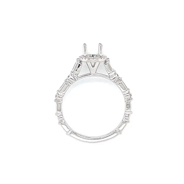 Baguette & Diamond Shank 7x5 Oval Halo Semi-mount-14kw Image 4 Bryan Jewelry Prattville, AL