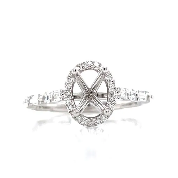 Baguette & Diamond Shank 7x5 Oval Halo Semi-mount-14kw Bryan Jewelry Prattville, AL