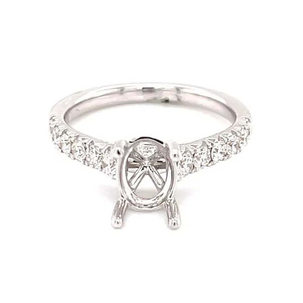 Stunning oval Semi-mount for your choice of 8x6mm oval center in 14kw Bryan Jewelry Prattville, AL