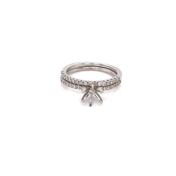 14k White Gold Semi-Mount Wedding Set with Diamond Accents – .37ctw Image 4 Bryan Jewelry Prattville, AL