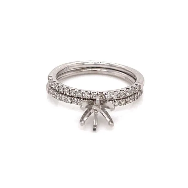14k White Gold Semi-Mount Wedding Set with Diamond Accents – .37ctw Bryan Jewelry Prattville, AL