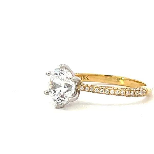 Pave' shank semi-mount  with  6 prong head in 18ktt Image 2 Bryan Jewelry Prattville, AL