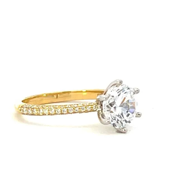 Pave' shank semi-mount  with  6 prong head in 18ktt Image 3 Bryan Jewelry Prattville, AL