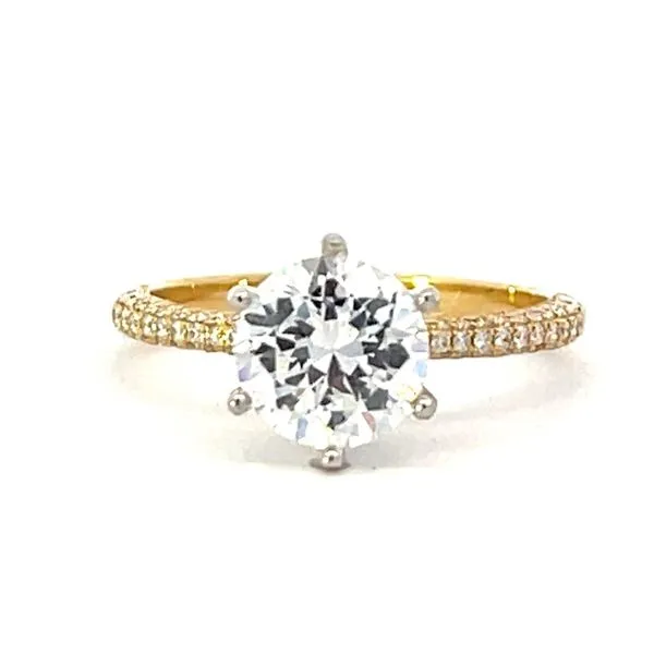 Pave' shank semi-mount  with  6 prong head in 18ktt Image 4 Bryan Jewelry Prattville, AL