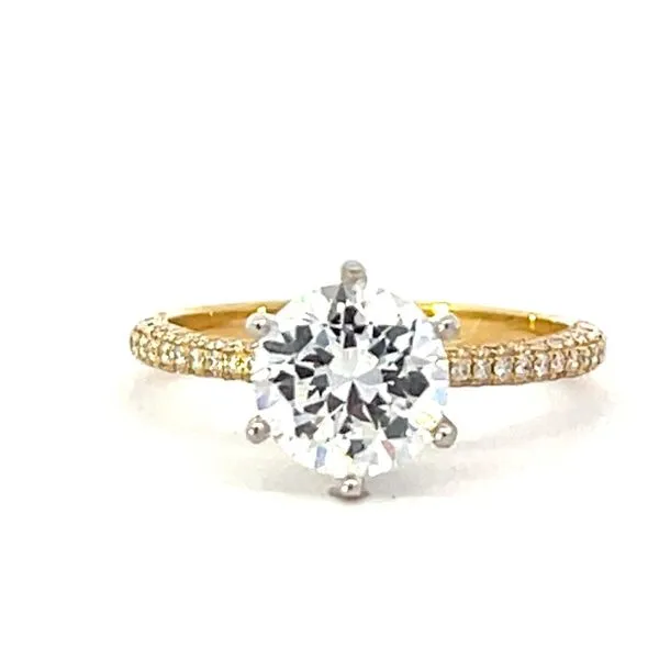 Pave' shank semi-mount  with  6 prong head in 18ktt Bryan Jewelry Prattville, AL