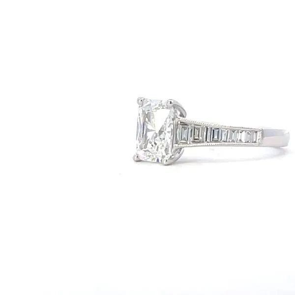 Semi-mount for 8x6mm emerald cut-CZ center in 14kw Image 2 Bryan Jewelry Prattville, AL