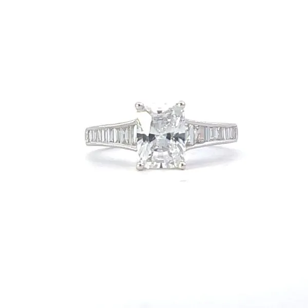 Semi-mount for 8x6mm emerald cut-CZ center in 14kw Image 4 Bryan Jewelry Prattville, AL